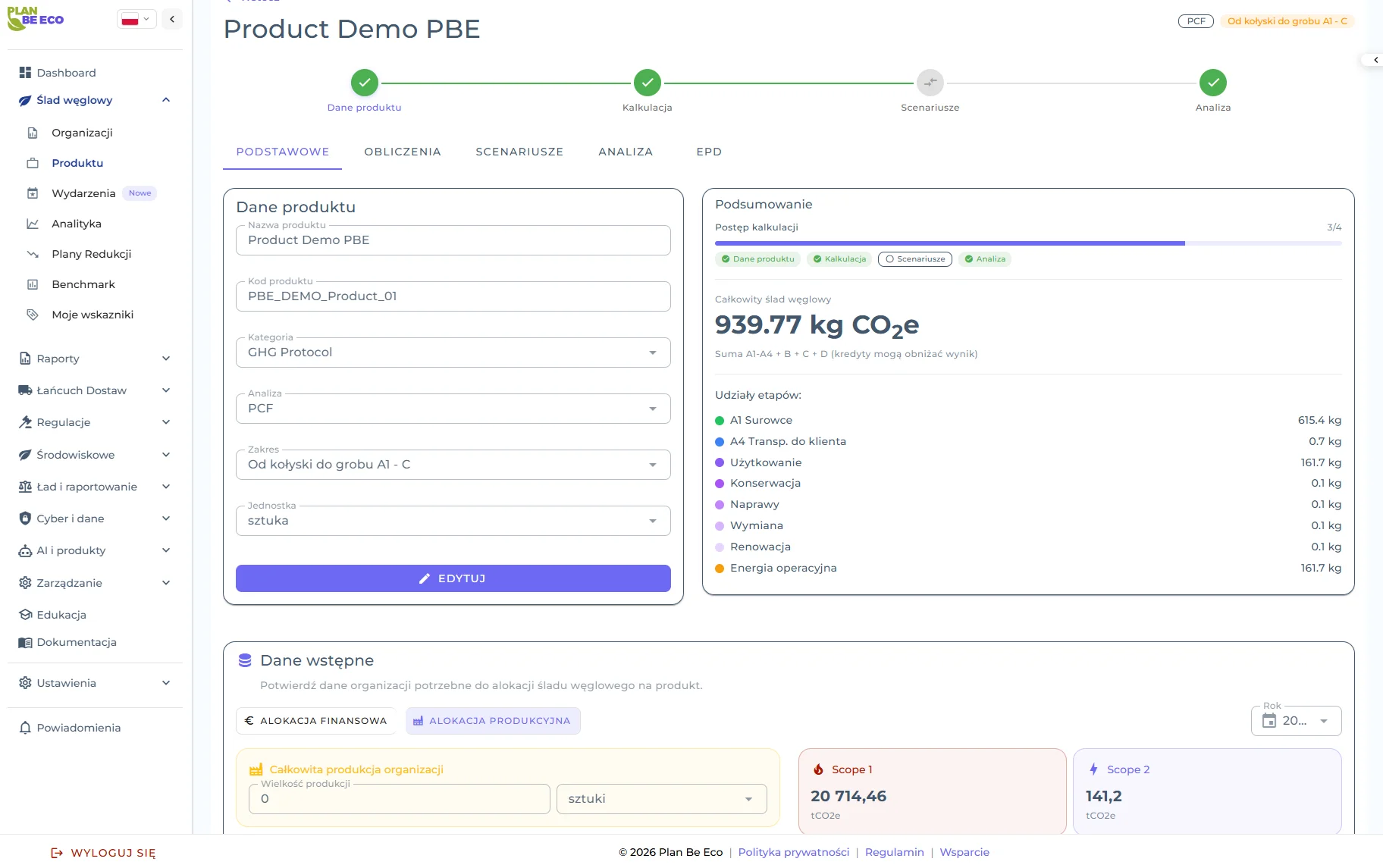 Ślad węglowy produktu - Plan Be Eco